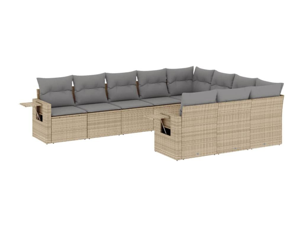 Ensemble de mobilier de jardin beige 10 pièces avec coussins, 85 x 62 x 69 cm