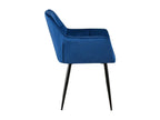 Fauteuil en velours bleu, 56,5 x 61 x 84 cm