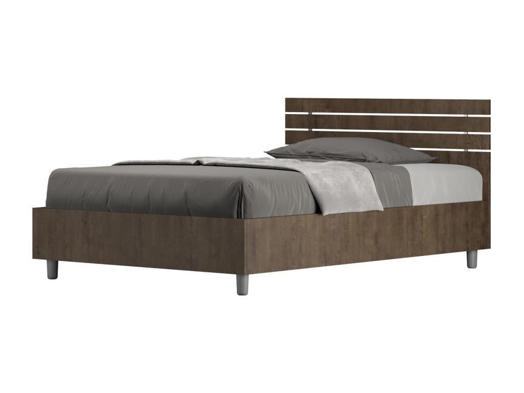 Cadre de lit coffre marron avec rangement, 127 x 198 x 91 cm