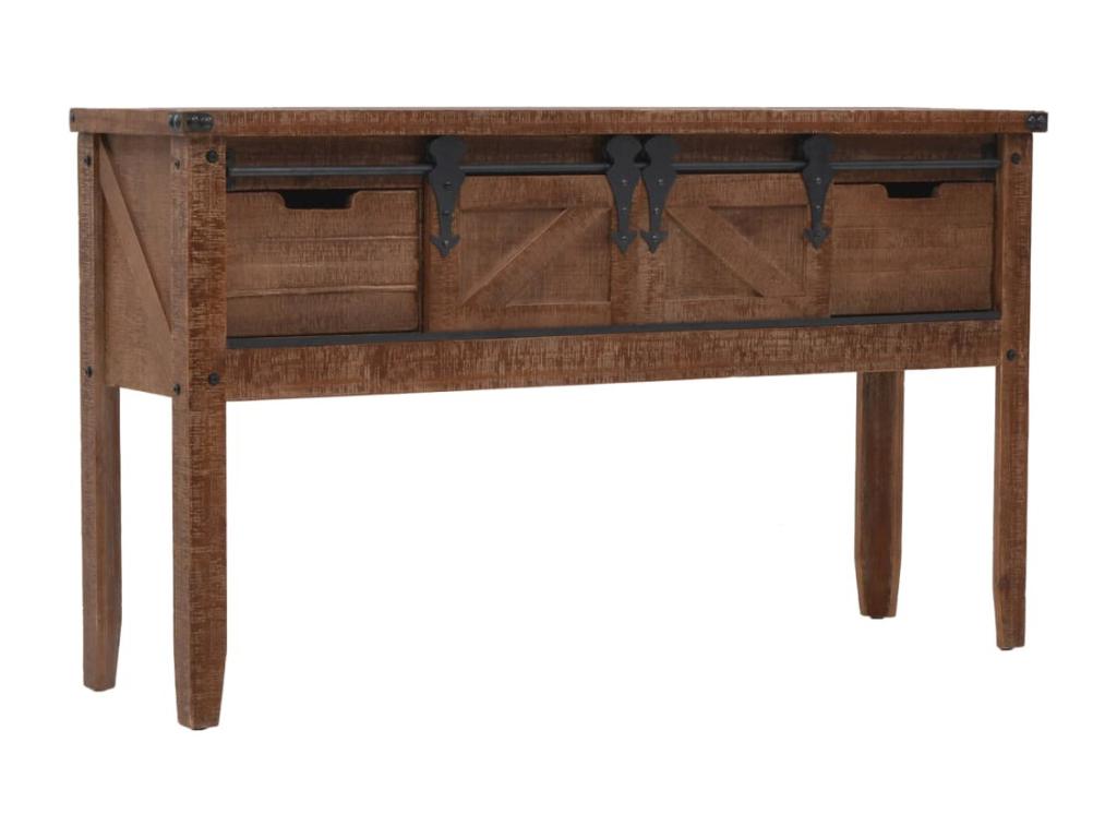 Table en bois massif marron, 131 x 35,5 x 75 cm
