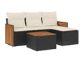 Ensemble de mobilier de jardin noir 5 pièces avec coussins, 62 x 62 x 69 cm