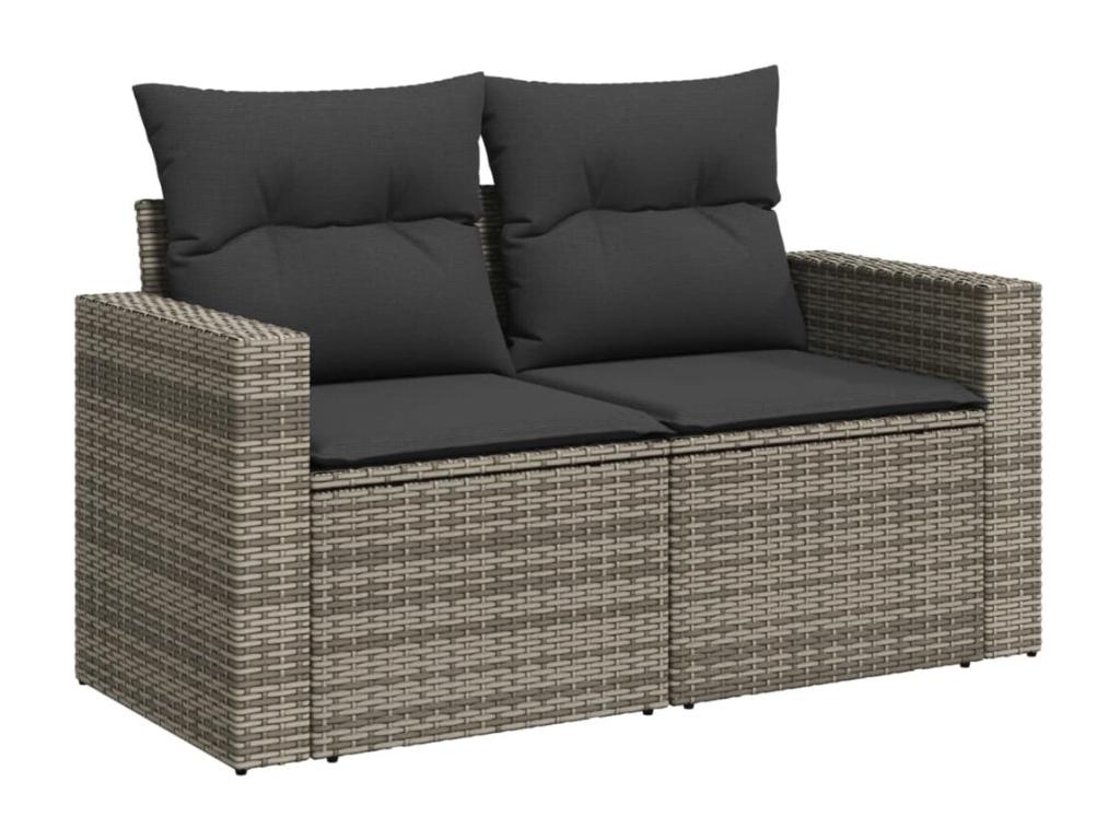 Ensemble de mobilier de jardin gris 5 pièces avec coussins, 55 x 55 x 37 cm