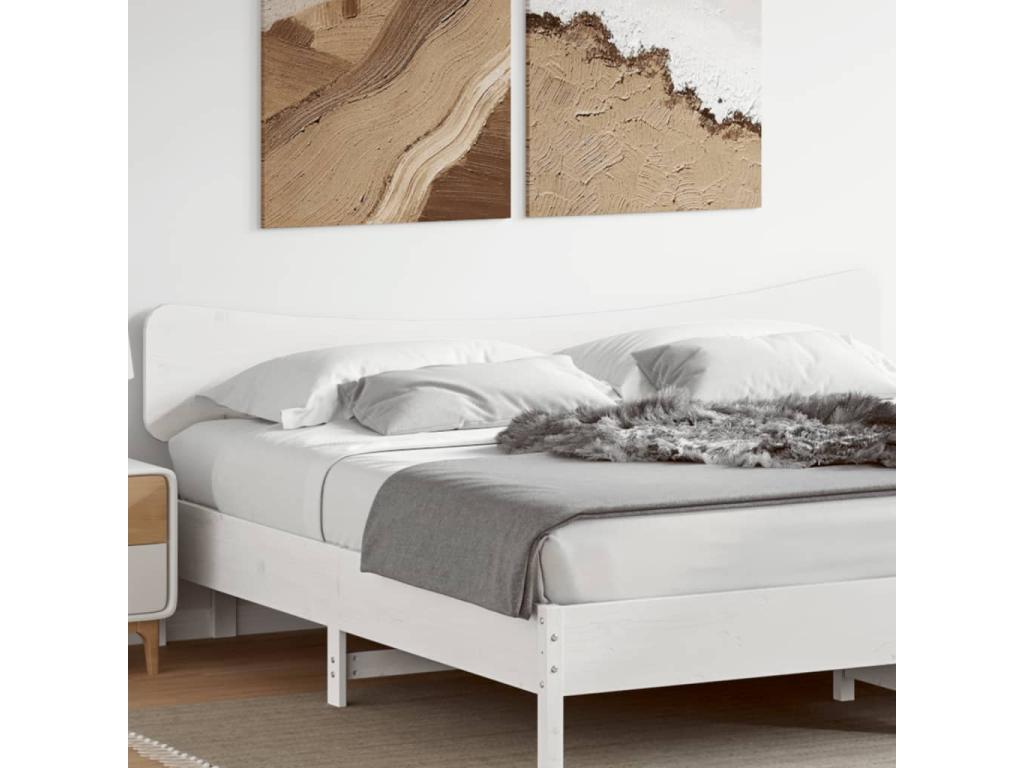 Cadre de lit en bois massif blanc, 185,5 x 3,5 x 81 cm