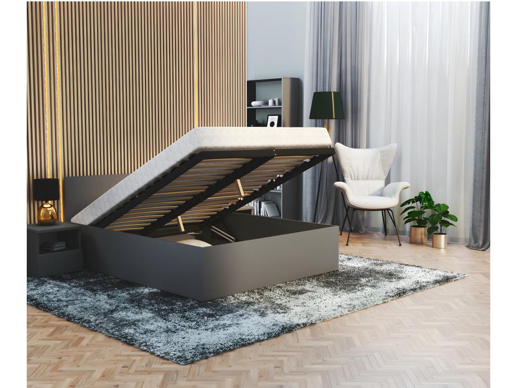 Sommier gris avec rangement, 195 x 140 x 81 cm