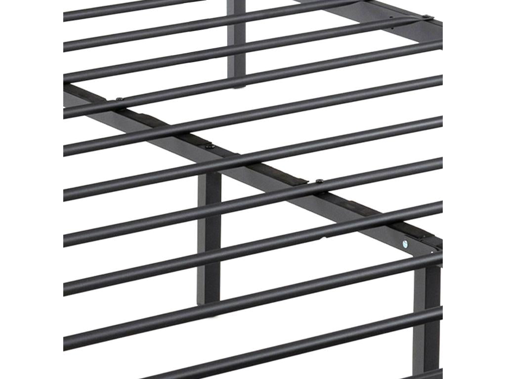 Cadre de lit en métal gris à 4 tiroirs, 195 x 162 x 103 cm