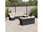 Ensemble de mobilier de jardin noir 11 pièces avec coussins, 55 x 55 x 37 cm