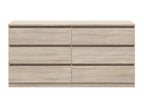 Commode naturelle à 6 tiroirs, 150 x 45 x 75 cm