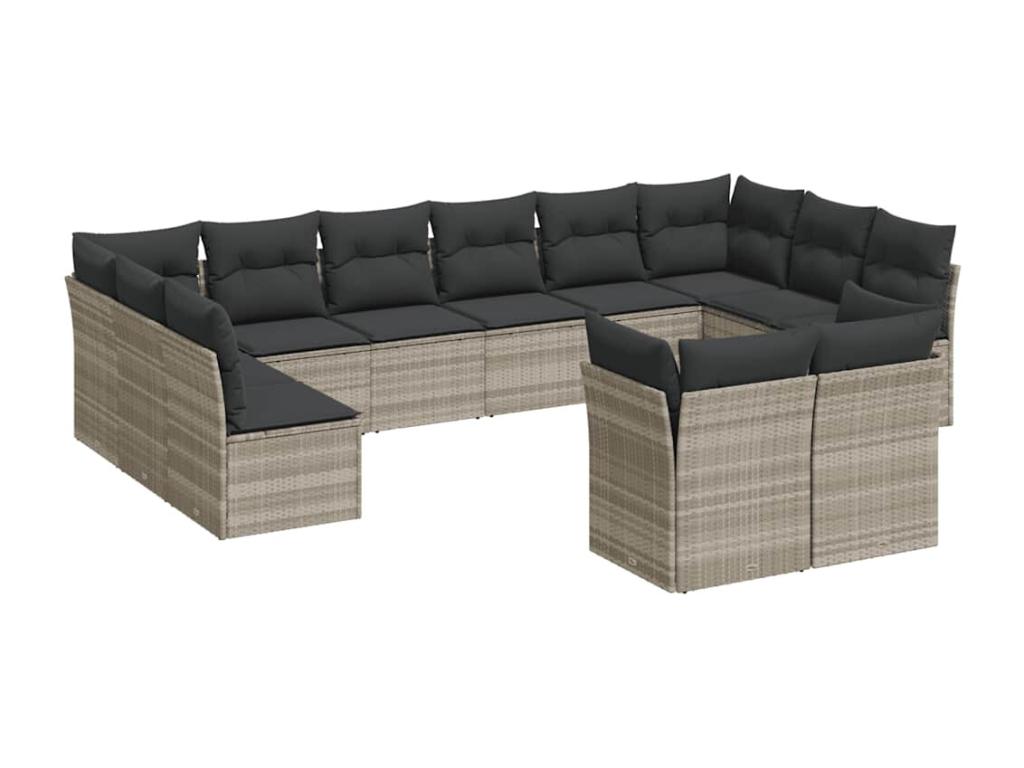 Ensemble de mobilier de jardin gris 12 pièces avec coussins, 62 x 69 x 62 cm