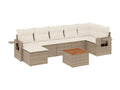 Ensemble de mobilier de jardin beige 8 pièces avec coussins, 71 x 62 x 69 cm