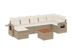 Ensemble de mobilier de jardin beige 8 pièces avec coussins, 71 x 62 x 69 cm