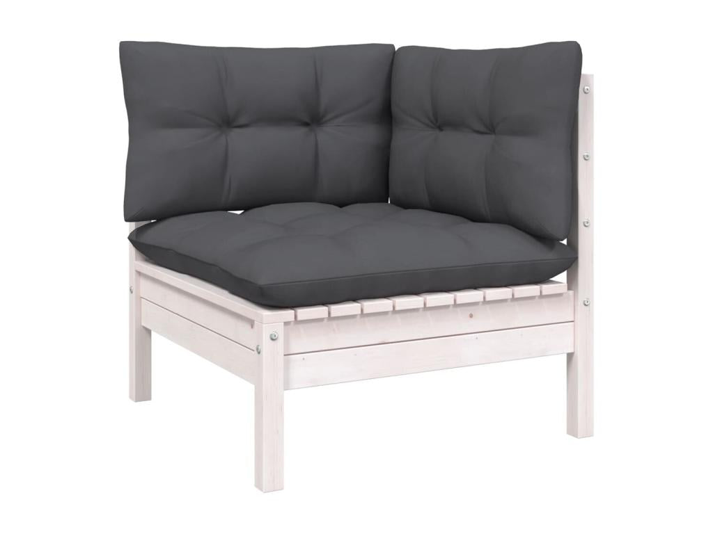 Ensemble de mobilier de jardin 12 pièces en pin blanc avec coussins, 63,5 x 63,5 x 62,5 cm