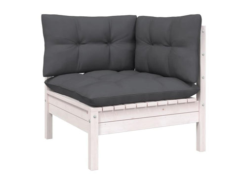 Ensemble de mobilier de jardin 12 pièces en pin blanc avec coussins, 63,5 x 63,5 x 62,5 cm