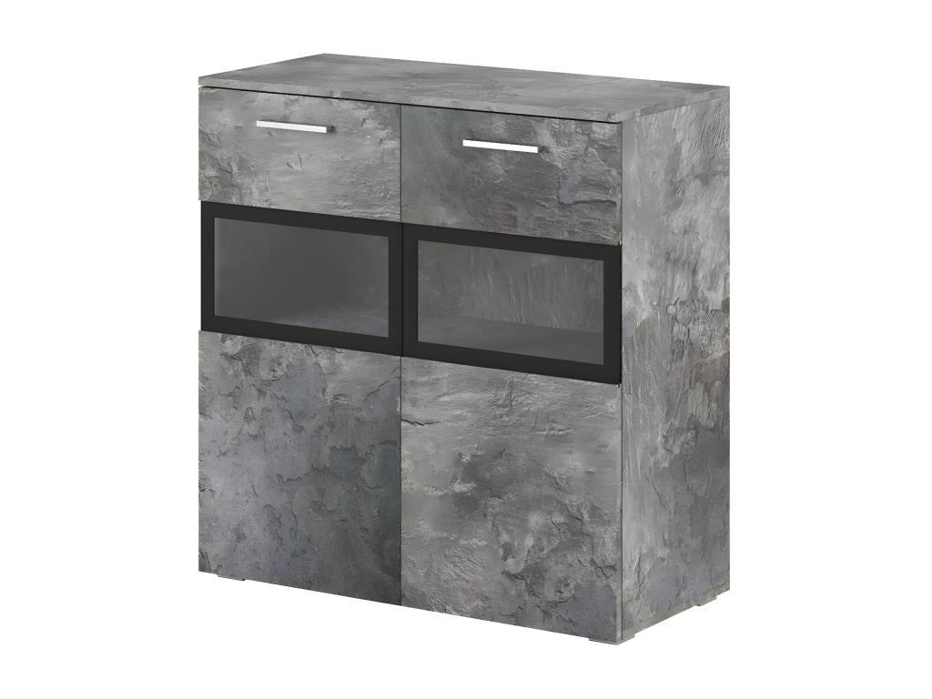 Buffet gris 2 portes, avec éclairage LED, 91 x 39 x 92 cm