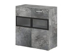 Buffet gris 2 portes, avec éclairage LED, 91 x 39 x 92 cm