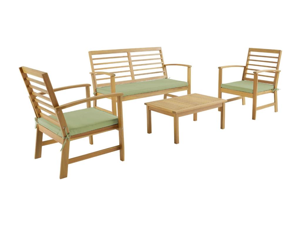 Ensemble de mobilier de jardin vert avec coussins, 99,5 x 29,5 x 78,5 cm