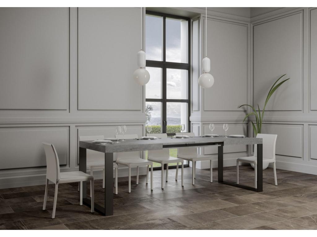 Table de salle à manger grise, 180 x 90 x 77 cm