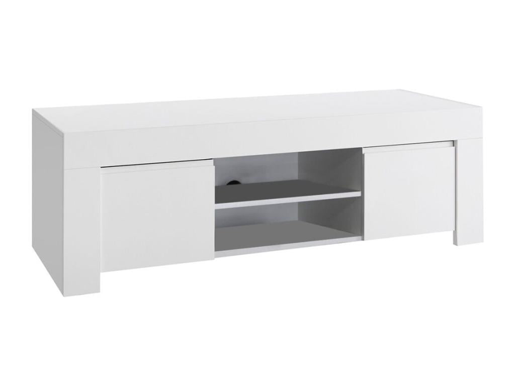Meuble TV blanc 2 portes, 138 x 42 x 44 cm