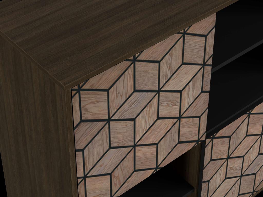 Buffet marron à 2 portes, 101 x 40 x 113 cm