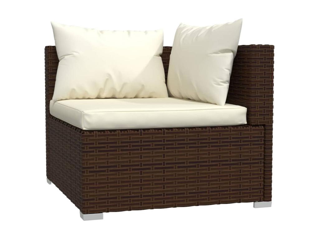 Ensemble de mobilier de jardin marron 7 pièces avec coussins, 63,5 x 63,5 x 28,5 cm