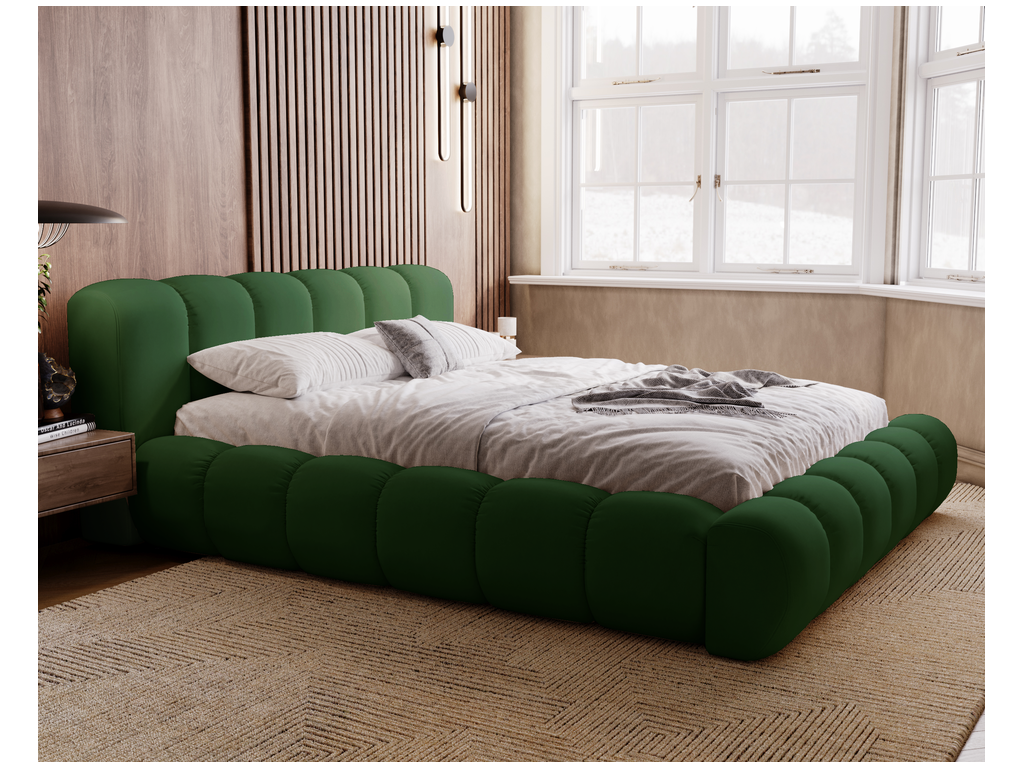 Sommier en velours vert avec rangement, 245 x 175 x 88 cm