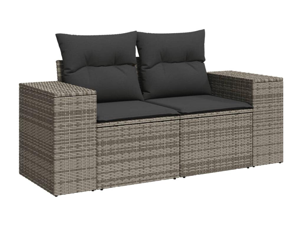 Ensemble de mobilier de jardin gris 10 pièces avec coussins, 62 x 62 x 69 cm