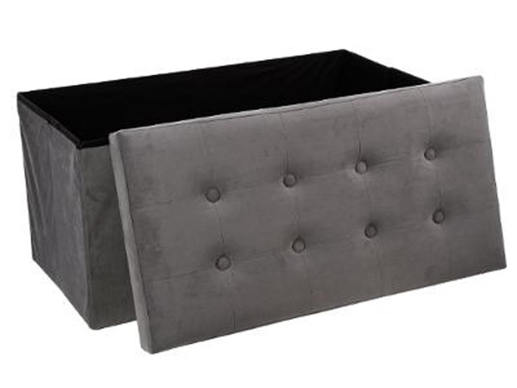 Pouf gris avec rangement, 76 x 38 x 38 cm