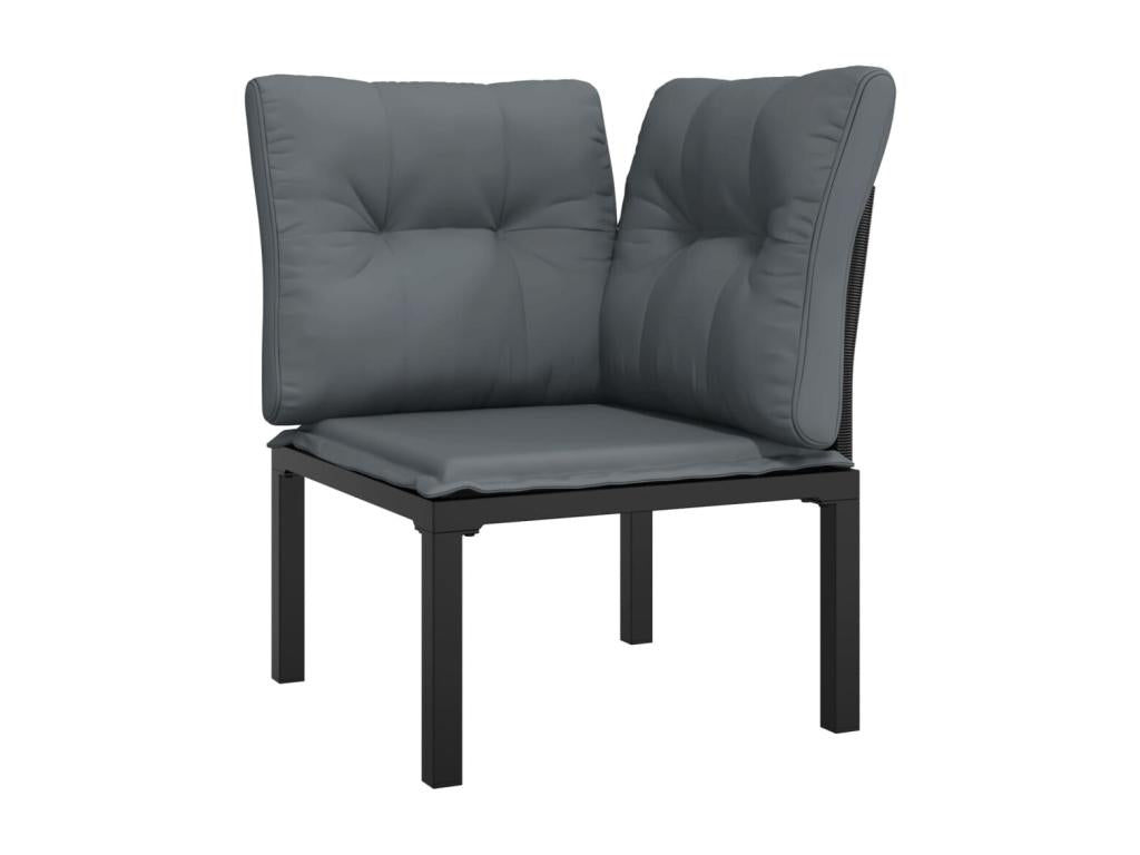 Ensemble de mobilier de jardin noir 5 pièces, 53 x 57 x 75 cm