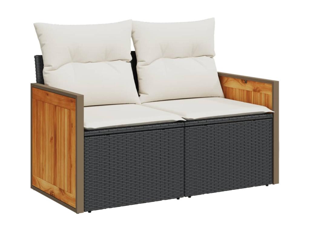 Ensemble de mobilier de jardin noir 7 pièces avec coussins, 62 x 62 x 69 cm - dlz1766568893156
