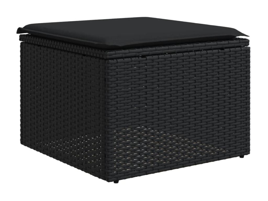 Ensemble de mobilier de jardin noir 10 pièces avec coussins, 62 x 62 x 69 cm