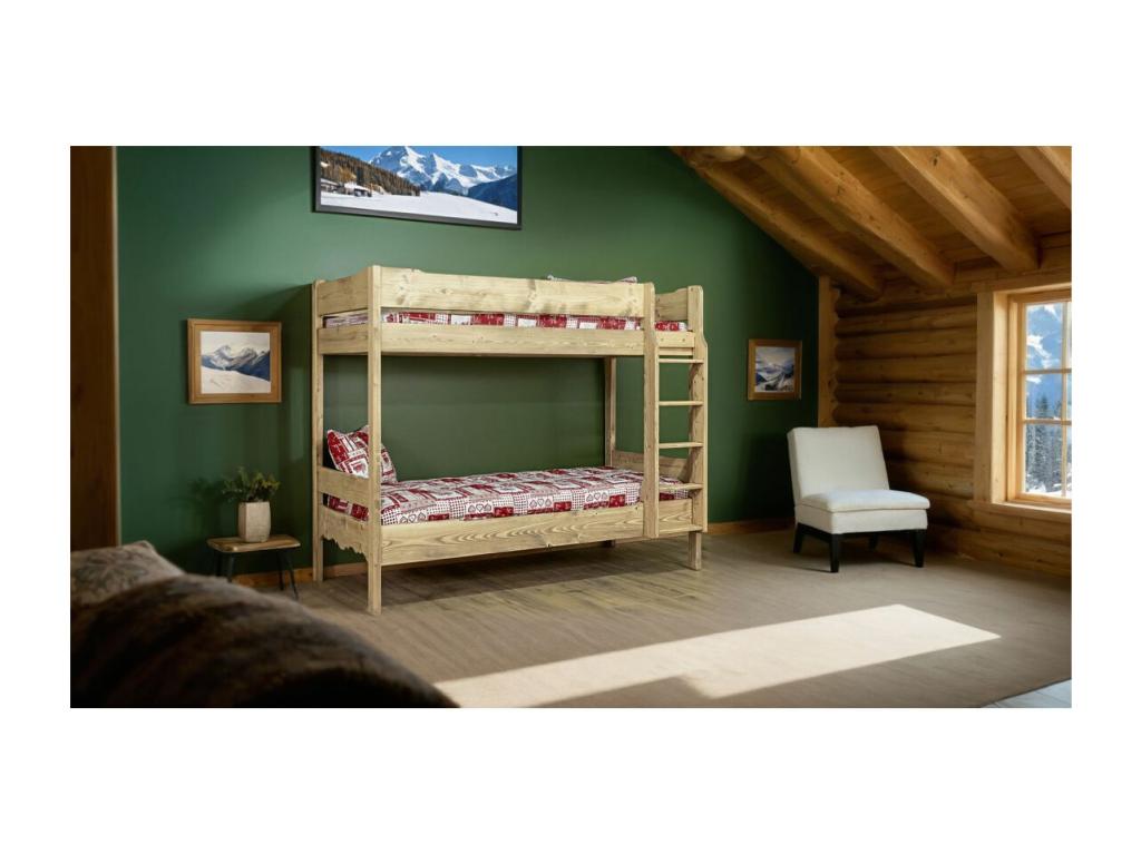 Cadre de lit superposé naturel, 209 x 87 x 164 cm