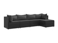 Ensemble de mobilier de jardin noir 5 pièces avec coussins, 165 x 72 x 107 cm