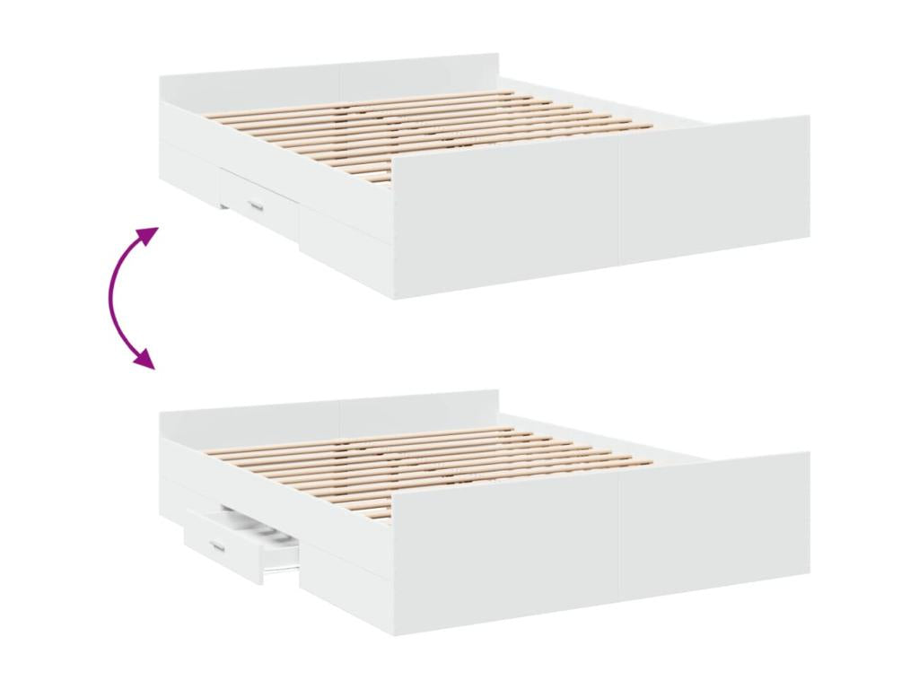 Cadre de lit blanc, 203 x 143 x 40 cm