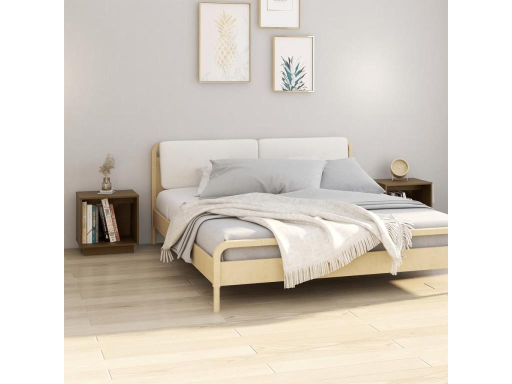 Ensemble de 2 meubles de maison en pin brun, 40 x 30 x 40 cm