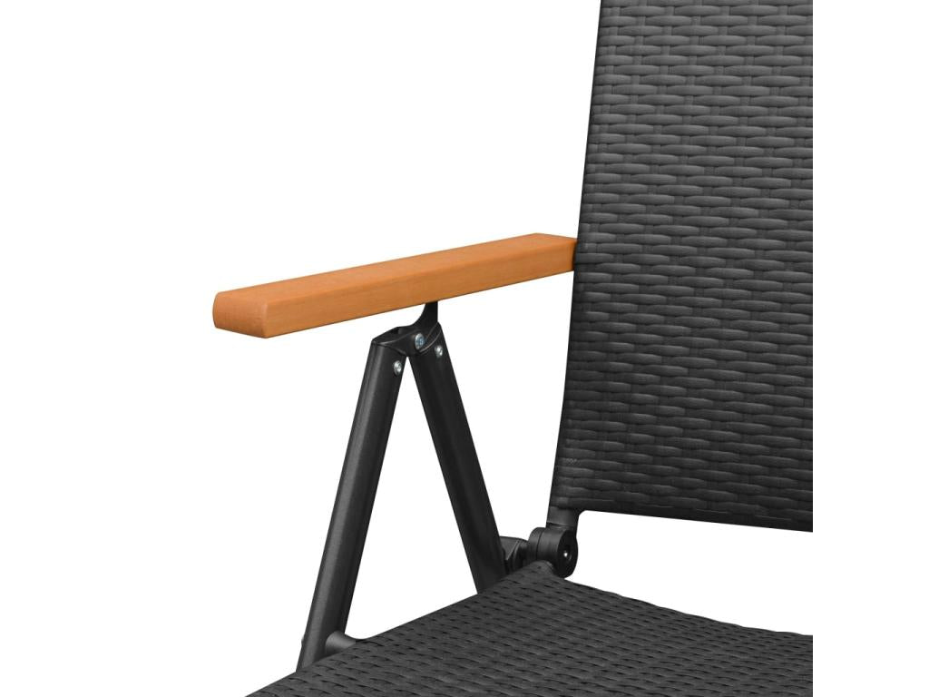 Ensemble de salle à manger d'extérieur noir 3 pièces, 48,5 x 57 x 91 cm