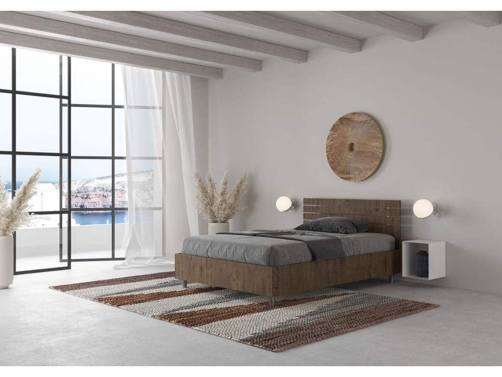 Cadre de lit coffre marron avec rangement, 127 x 198 x 91 cm