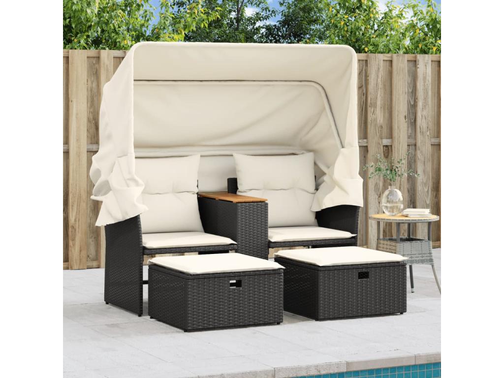 Canapé noir, 144 x 92 x 69 cm