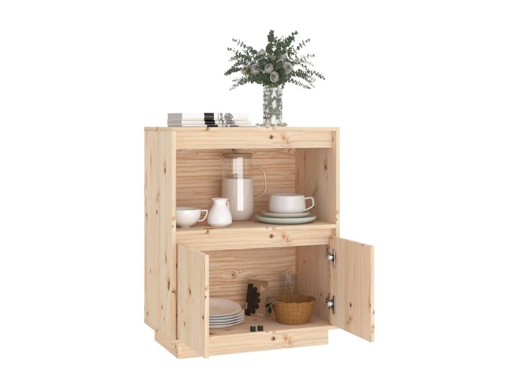 Buffet en bois massif marron, 60 x 34 x 75 cm