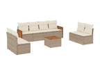Ensemble de mobilier de jardin beige 9 pièces avec coussins, 55 x 55 x 37 cm