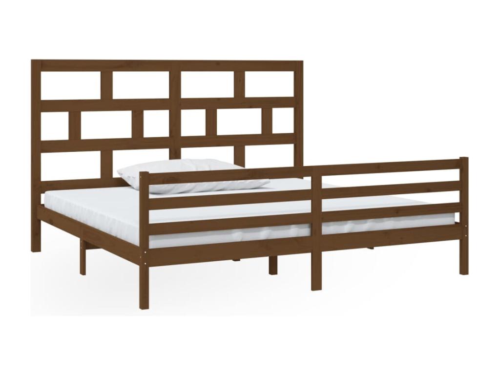 Matelas en bois massif brun, 205,5 x 206 x 100 cm
