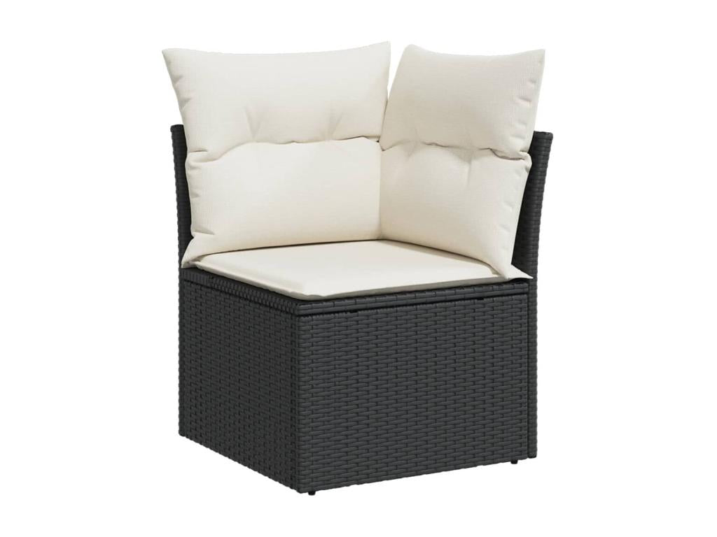 Ensemble de mobilier de jardin noir 5 pièces avec coussins, 55 x 55 x 37 cm