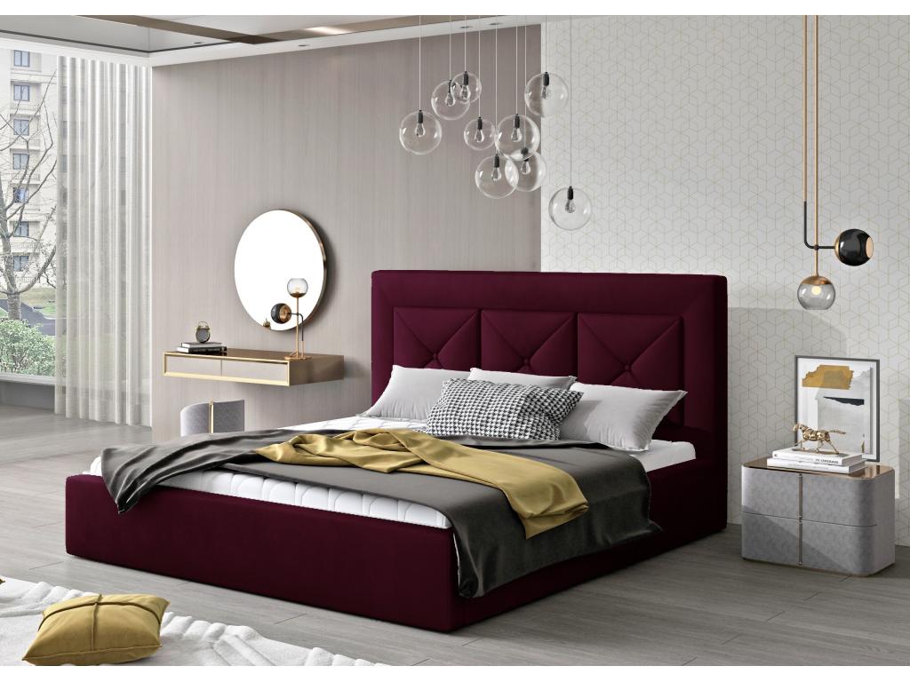 Cadre de lit coffre en velours rouge, 180 x 223 x 93 cm