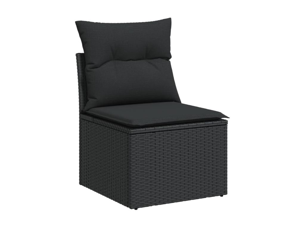 Ensemble de mobilier de jardin noir 11 pièces avec coussins, 55 x 62 x 69 cm