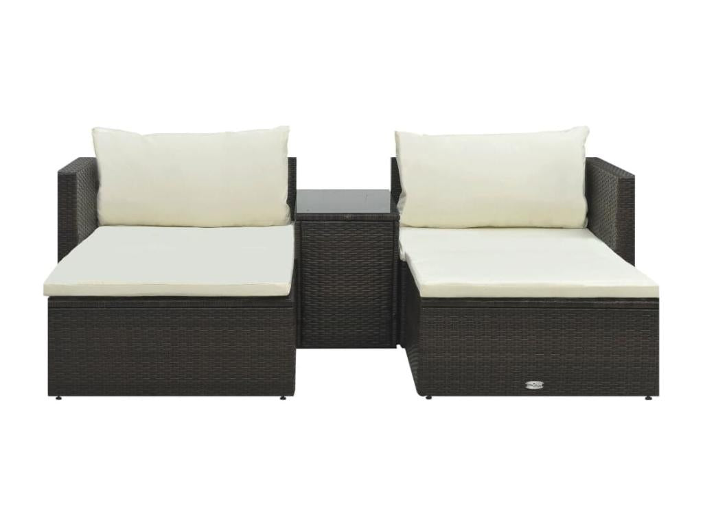 Ensemble de mobilier de jardin marron 5 pièces avec coussins, 70 x 70 x 54 cm