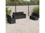 Ensemble de mobilier de jardin noir 7 pièces avec coussins, 70 x 62 x 69 cm