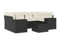Ensemble de mobilier de jardin noir 7 pièces avec coussins, 65,5 x 62 x 69 cm