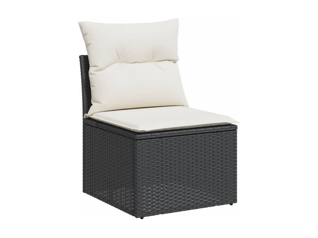 Ensemble de mobilier de jardin noir 7 pièces avec coussins, 100 x 55 x 73 cm