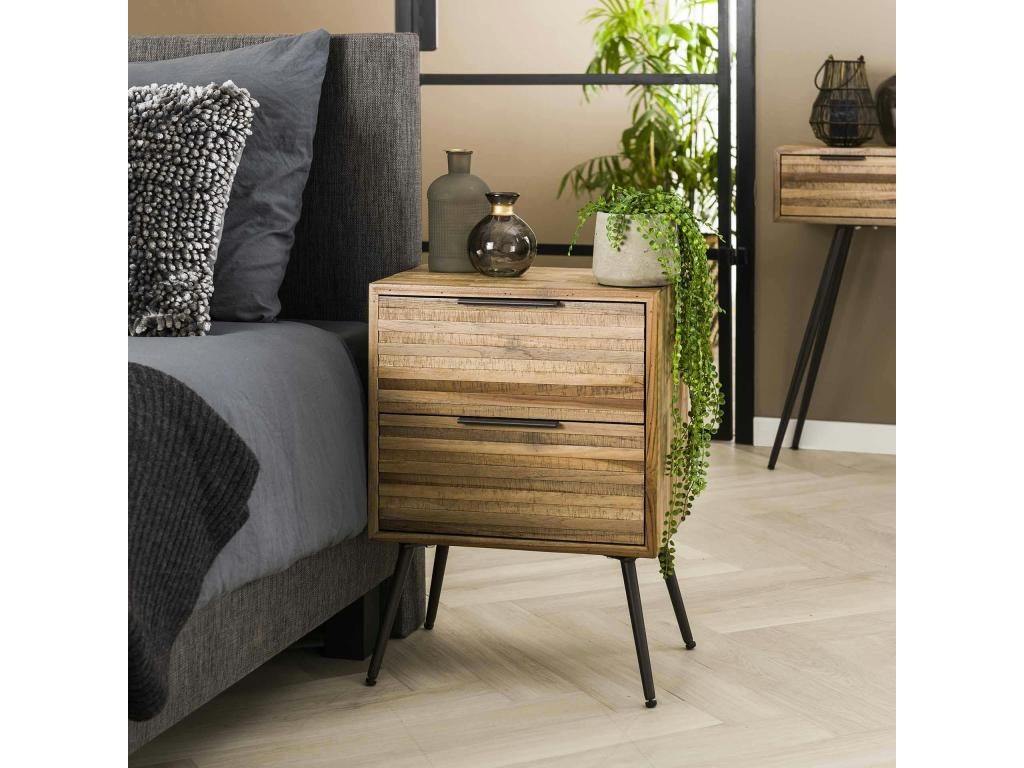 Table beige à 2 tiroirs, 45 x 30 x 60 cm