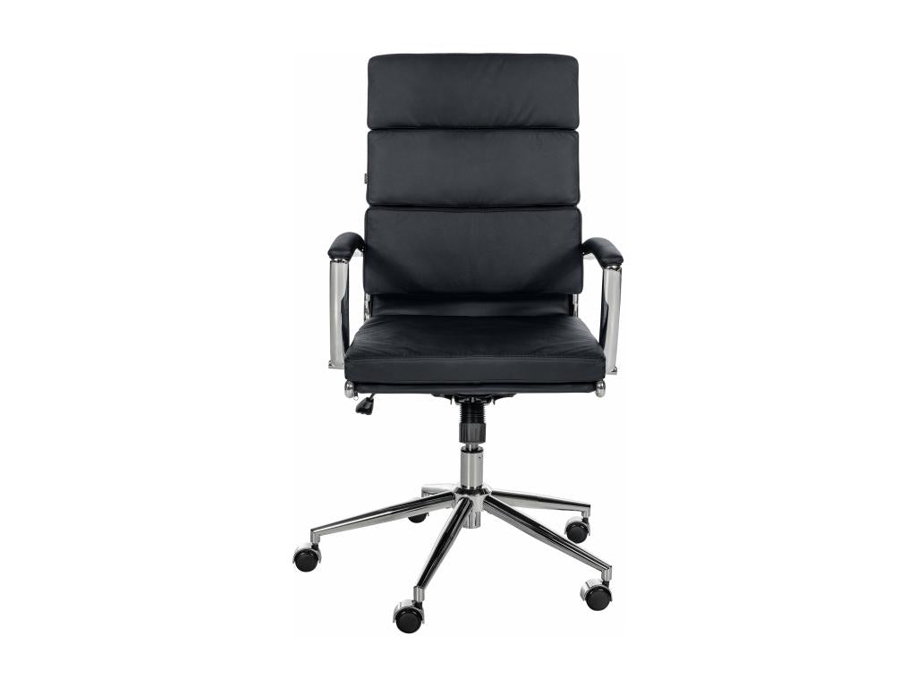 Fauteuil en cuir noir, 61 x 65 x 107 cm
