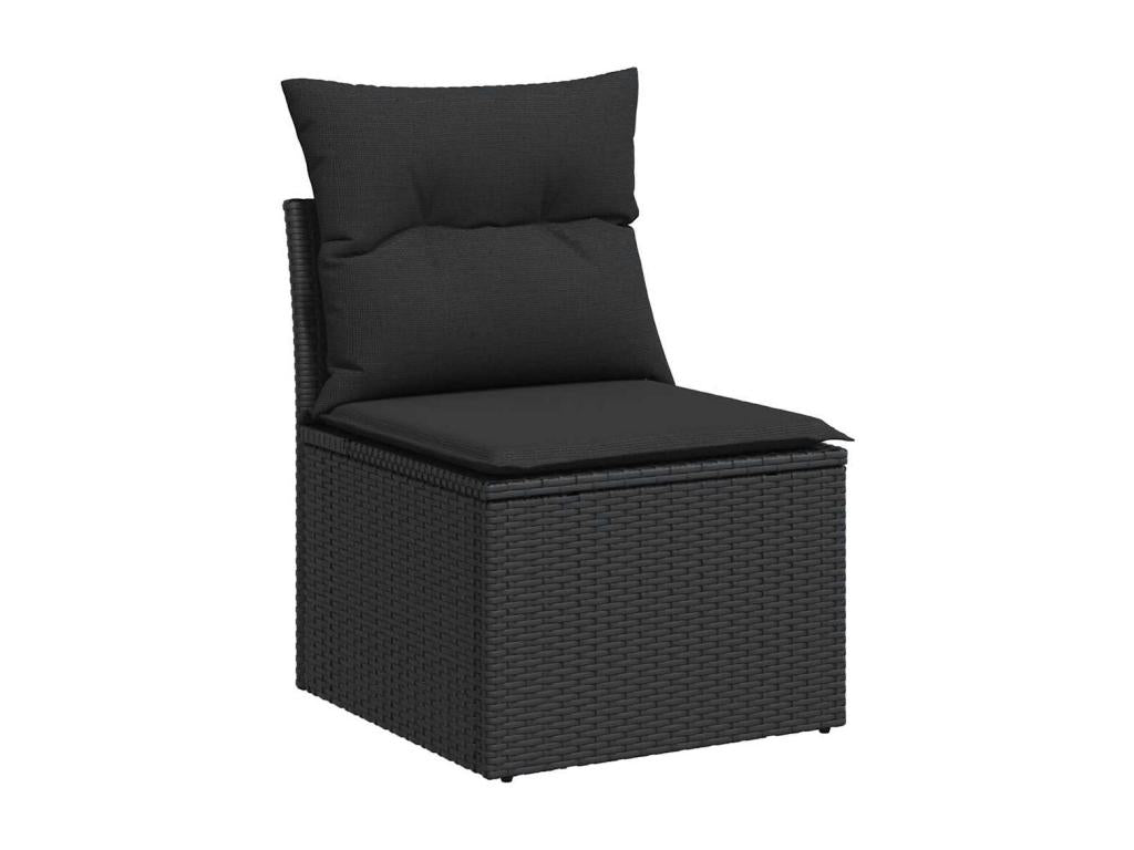 Ensemble de mobilier de jardin noir 5 pièces avec coussins, 55 x 69 x 62 cm
