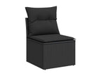 Ensemble de mobilier de jardin noir 8 pièces avec coussins, 100 x 55 x 73 cm